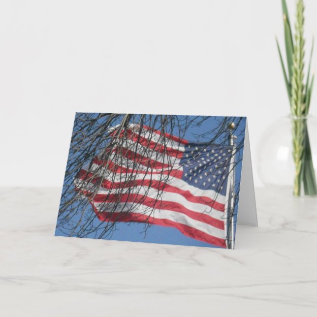 "American Flag in Wind" Sympathiekarte Karte (Vorderseite)