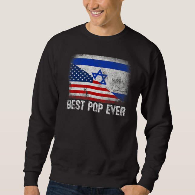 American Flag & Israel Flag Bester Pop je Familie Sweatshirt (Vorderseite)