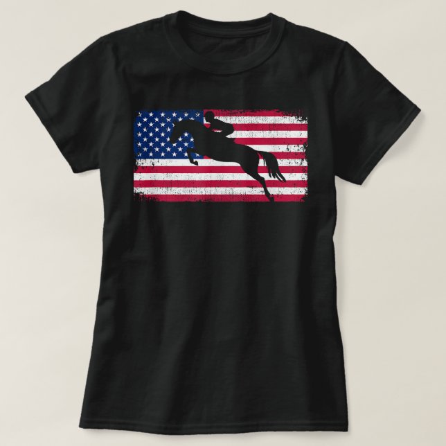 American Flag Jumping Horse T-Shirt (Design vorne)