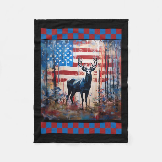 American Flag Jungle Jagd Lover Camouflage Hirsche Fleecedecke (Vorderseite)