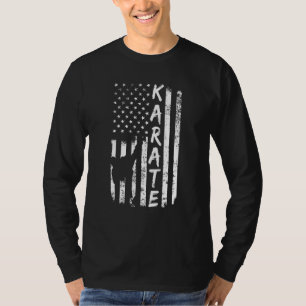 American Flag Karate Fan Usa Karate Player Flag Si T-Shirt