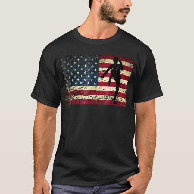 American Flag Kickboxing Kick Boxing Karate T-Shir T-Shirt (Vorderseite)