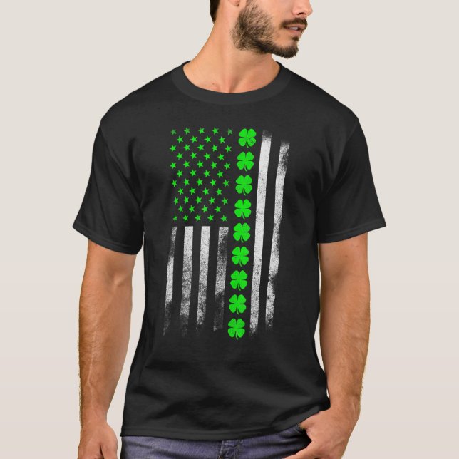 American Flag Kleeblatt St Patricks Day T-Shirt (Vorderseite)