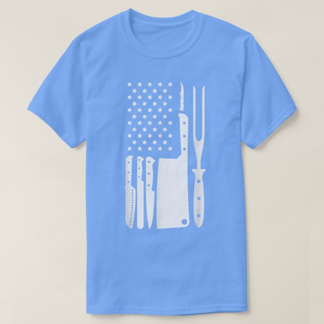 American Flag Koch Cool Knife Set Butler Kochen T-Shirt (Design vorne)
