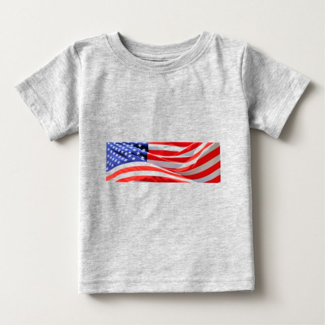 American Flag, können Sie Text hinzufügen und Foto Baby T-shirt (Vorderseite)
