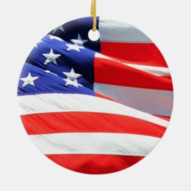 American Flag, können Sie Text hinzufügen und Foto Keramikornament (Hinten)