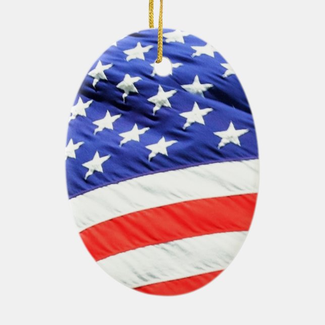 American Flag, können Sie Text hinzufügen und Foto Keramikornament (Hinten)