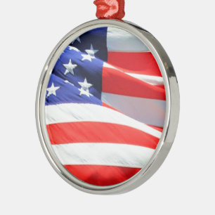American Flag, können Sie Text hinzufügen und Foto Silbernes Ornament