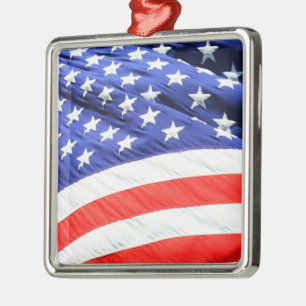 American Flag, können Sie Text hinzufügen und Foto Silbernes Ornament