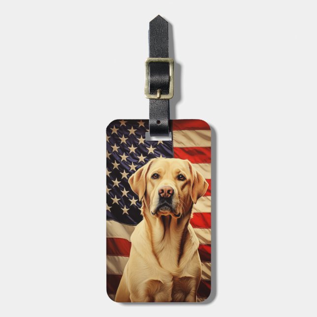 American Flag Labrador Gepäckanhänger (Vorderseite vertikal)