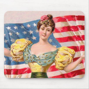 American Flag Lady Liberty Independence  Mousepad