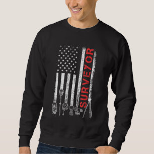 American flag land Surveyor übereying puns enginee Sweatshirt