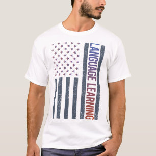 American Flag Language Learning T-Shirt
