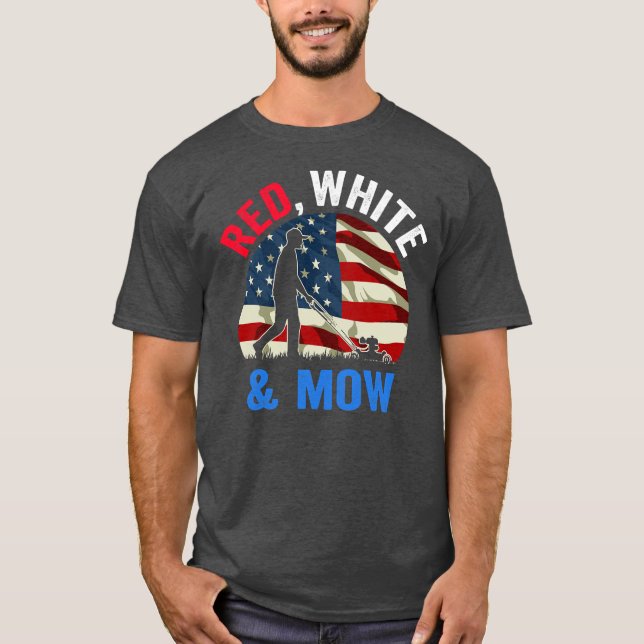 American Flag Lawn Mowing 4th Of July Lawn Mower T-Shirt (Vorderseite)