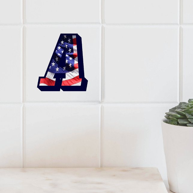 American Flag Letter "A" Keramik Tile für große Fo Fliese (American Flag Letter A Large Photo Ceramic Tile Cover)