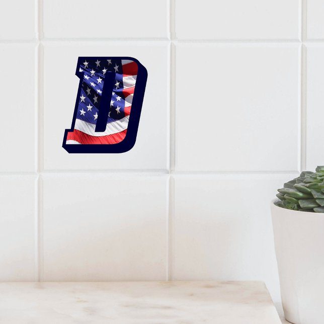 American Flag Letter "D" Keramik Tile mit großem F Fliese (American Flag Letter "D" Large Photo Ceramic Tile)