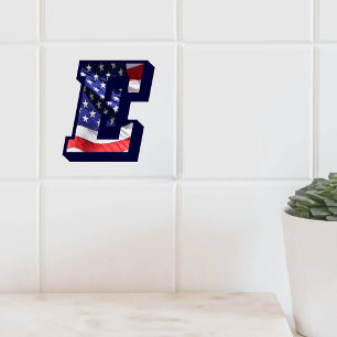 American Flag Letter "E" Keramik Tile mit großem F Fliese
