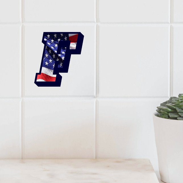 American Flag Letter "F" Keramik Tile mit großem F Fliese (American Flag Letter F Large Photo Ceramic Tile)