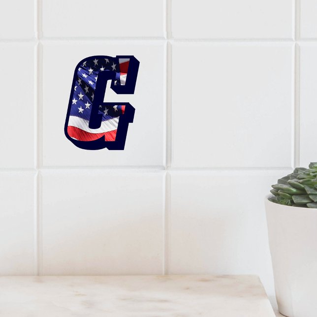 American Flag Letter "G" Keramik Tile mit großem F Fliese (American Flag Letter "G" Large Photo Ceramic Tile)