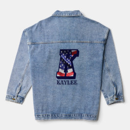 American Flag Letter K Personalisiere deinen Namen Jeansjacke