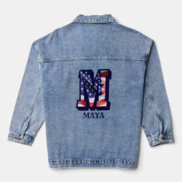American Flag Letter M Personalisiere deinen Namen Jeansjacke