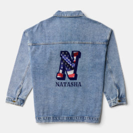 American Flag Letter N Personalisieren Sie Ihren N Jeansjacke