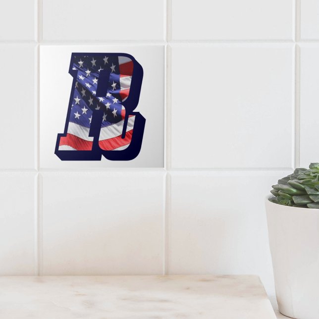 American Flag Letter "R" Keramik Tile mit großem F Fliese (American Flag Letter R Large Photo Decorative Ceramic Tile)