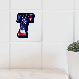 American Flag Letter "T" Keramik Tile für große Fo Fliese