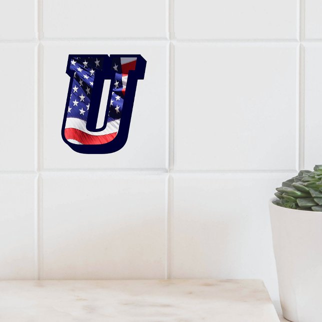 American Flag Letter "U" Keramik Tile für große Fo Fliese (American Flag Letter "U" Large Photo Ceramic Tile)