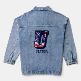 American Flag Letter U Personalisiere deinen Namen Jeansjacke
