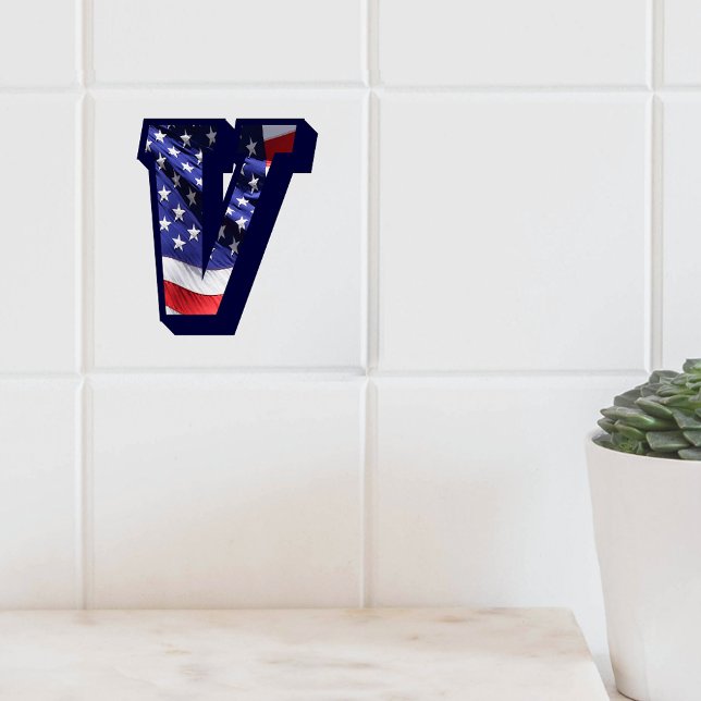 American Flag Letter "V" Keramik Tile für große Fo Fliese (American Flag Letter "V" Large Photo Ceramic Tile)