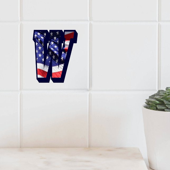 American Flag Letter "W" Keramik Tile mit großem F Fliese (American Flag Letter "W" Large Photo Ceramic Tile)