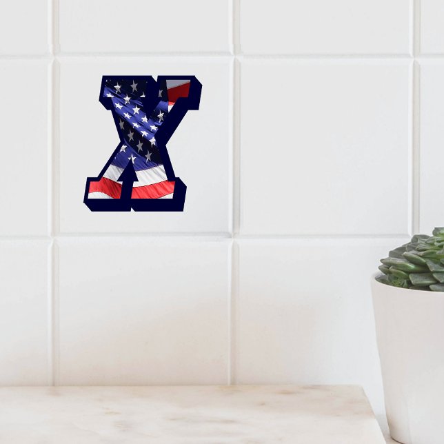 American Flag Letter "X" Keramik für große Fotos Fliese (American Flag Letter "X" Large Photo Ceramic Tile)