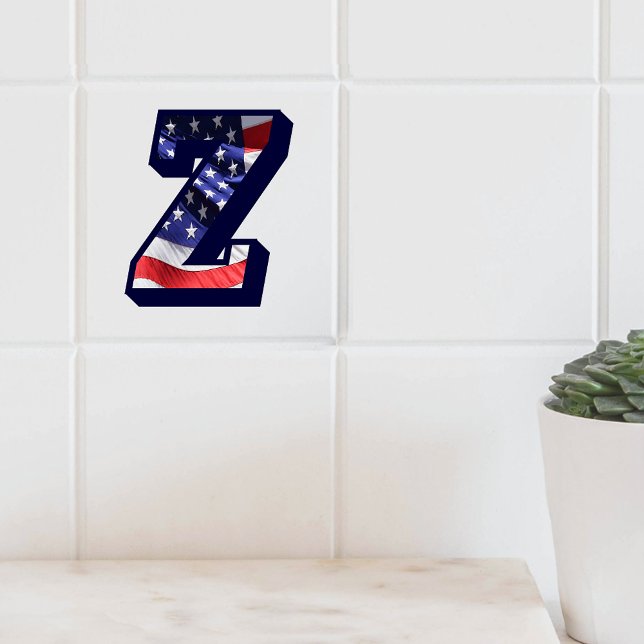 American Flag Letter "Z" Keramik Tile mit großem F Fliese (American Flag Letter "Z" Large Photo Ceramic Tile)