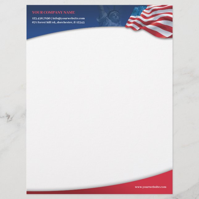 American Flag Letterhead Briefbogen (Vorderseite)