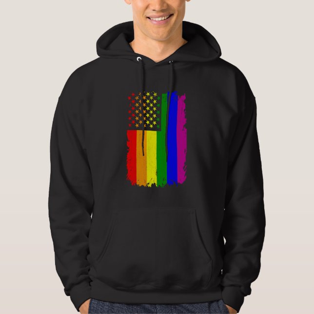 American Flag LGBT Rainbow Gift for Lesbian & Gay. Hoodie (Vorderseite)