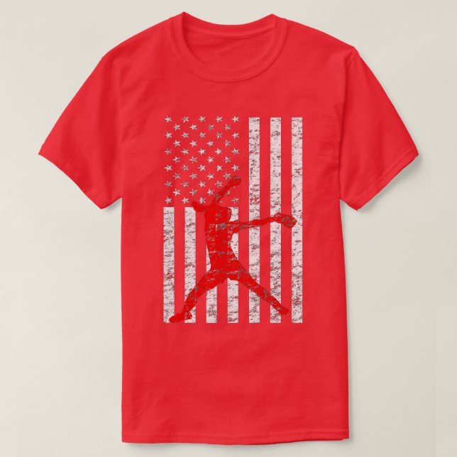 American Flag Liebe Softball FastPitch Pitcher Ges T-Shirt (Design vorne)