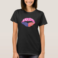 American Flag Lips Niedlich rosa Kuh Druck 4. Juli