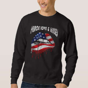 American Flag Lips Peace Liebe Kisses Patriotic Ae Sweatshirt