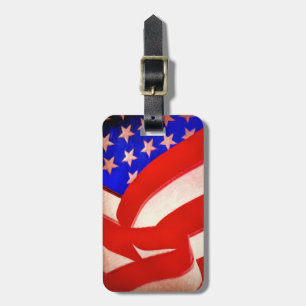 American Flag Luggage Tag mit Lederband Gepäckanhänger