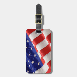 American Flag Luggage Tag mit Lederband Gepäckanhänger