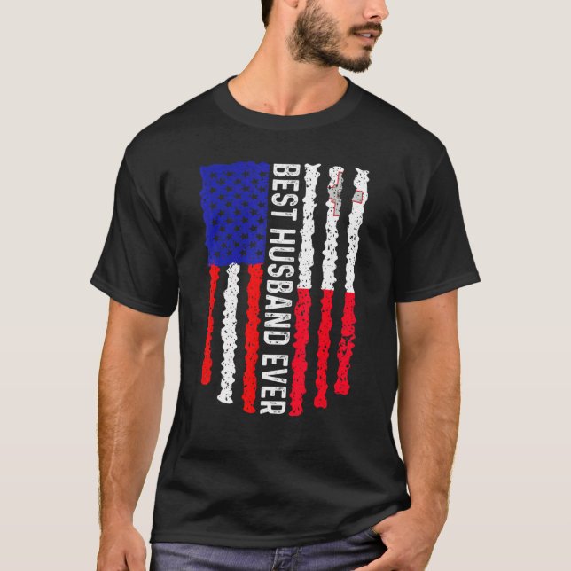 American Flag Malta Flag Best Husband Ever Family T-Shirt (Vorderseite)