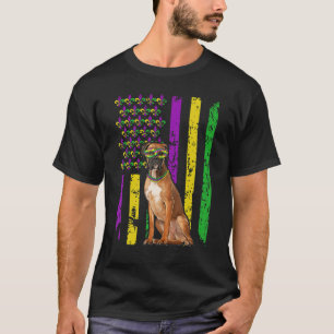 American Flag Mardi Gras Dog Festival Boxer T-Shirt