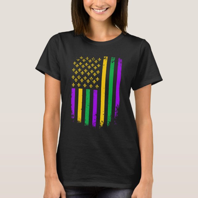 American Flag Mardi Gras Fleur De Lys Mardi Gras C T-Shirt (Vorderseite)