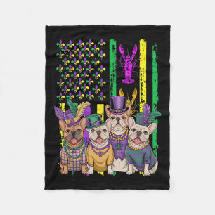 American Flag Mardi Gras French Bulldog Hund Festi Fleecedecke