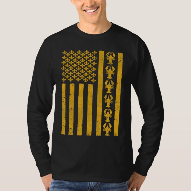 American Flag Mardi Gras Mardi Gras Crawfish Outfi T-Shirt (Vorderseite)