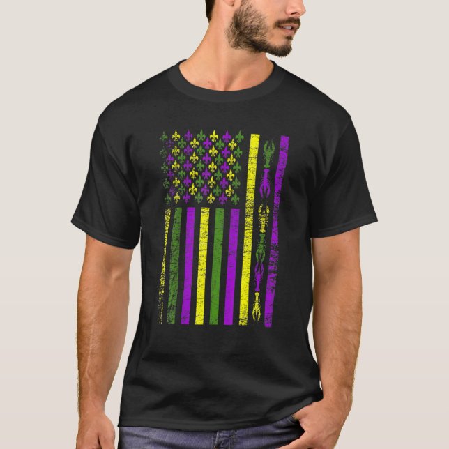 American Flag Mardi Gras T Shirt Mardi Gras Crawfi (Vorderseite)