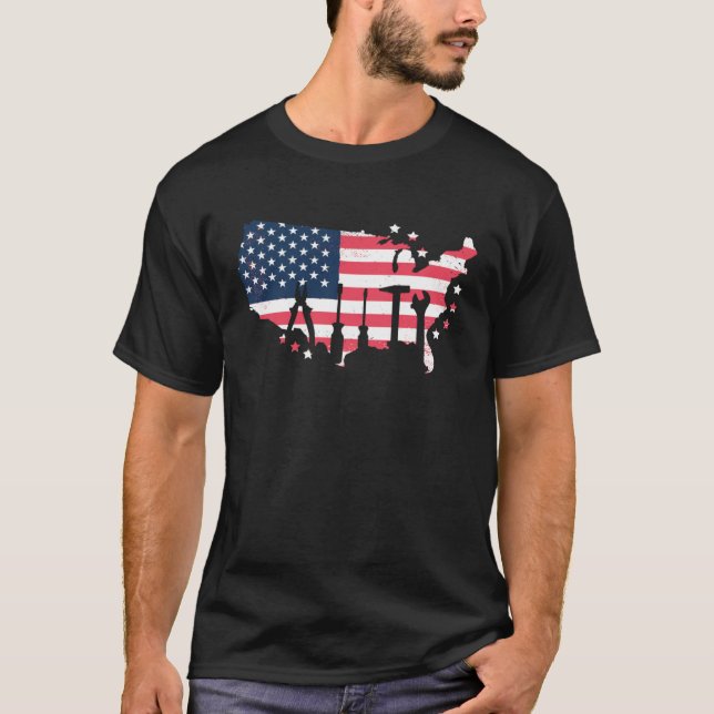 American Flag Mechanic Tools T-Shirt (Vorderseite)