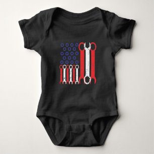 American Flag Mechanic Tools USA Liebe Handwerker Baby Strampler