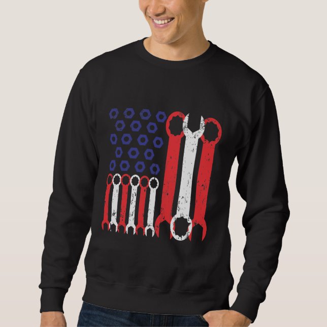 American Flag Mechanic Tools USA Liebe Handwerker Sweatshirt (Vorderseite)